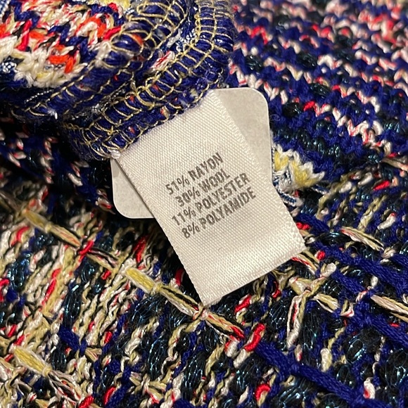 ST.JOHN Womens sleeveless Tweed Blue Purple Red Yellow White Fringed Dress Sz 4 - Picture 7 of 7